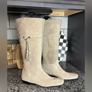 Cole Haan Nike Air Marina Beige Suede Knee High Boots Size 7 1/2
